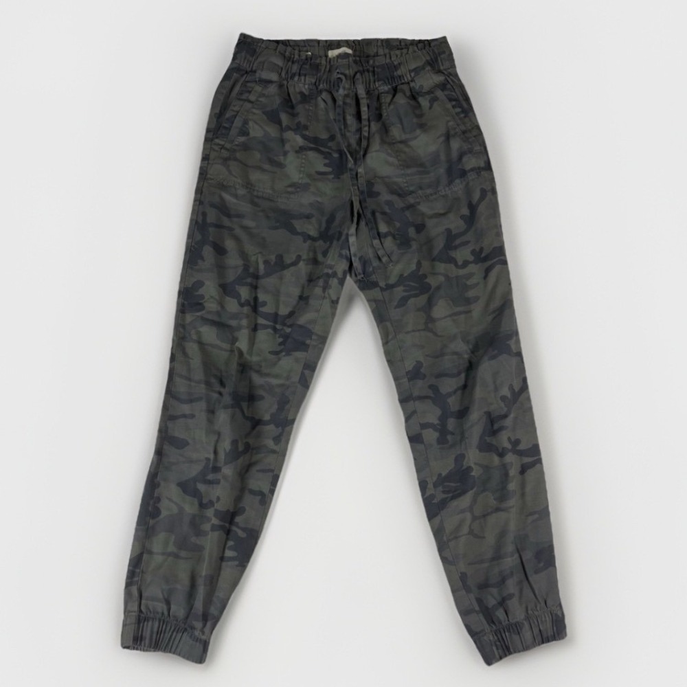 Loft Camo Joggers Womens Small Green High Rise Cotton Lyocell Utility Gorpcore